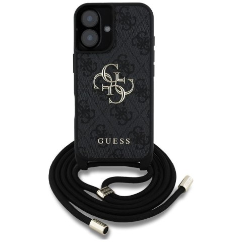GUESS futerał do IPHONE 16 Plus GUHCP16MP4GMGCRK (CBDY PU 4G Big Logo W/Cord Strap) czarny
