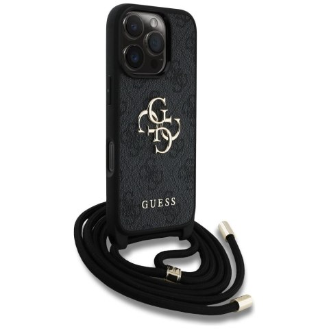 GUESS futerał do IPHONE 16 Pro GUHCP16LP4GMGCRK (CBDY PU 4G Big Logo W/Cord Strap) czarny