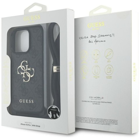 GUESS futerał do IPHONE 16 Pro GUHCP16LP4GMGCRK (CBDY PU 4G Big Logo W/Cord Strap) czarny