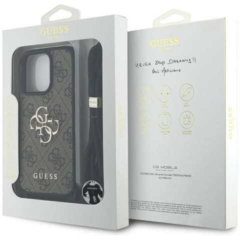 GUESS futerał do IPHONE 16 Pro Max GUHCP16XP4GMGCRW (CBDY PU 4G Big Logo W/Cord Strap) brązowy