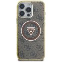 GUESS futerał do IPHONE 16 Pro Max kompatybilny z MagSafe GUHMP16XHG4PRTGW (IML Metal Glitter 4G Circle Triangle) brązowy