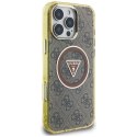 GUESS futerał do IPHONE 16 Pro Max kompatybilny z MagSafe GUHMP16XHG4PRTGW (IML Metal Glitter 4G Circle Triangle) brązowy
