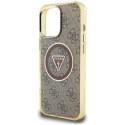 GUESS futerał do IPHONE 16 Pro Max kompatybilny z MagSafe GUHMP16XHG4PRTGW (IML Metal Glitter 4G Circle Triangle) brązowy