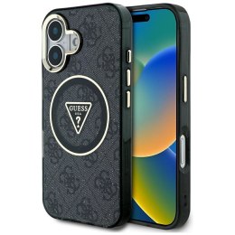 GUESS futerał do IPHONE 16 kompatybilny z MagSafe GUHMP16SHG4PRTGK (IML Metal Glitter 4G Circle Triangle) czarny