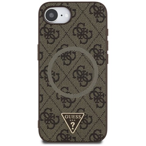 GUESS futerał do IPHONE 16e (SE 4 2025) kompatybilny z MagSafe GUHMPSE4P4TDPW (PU 4G RingTriangle Logo) brązowy