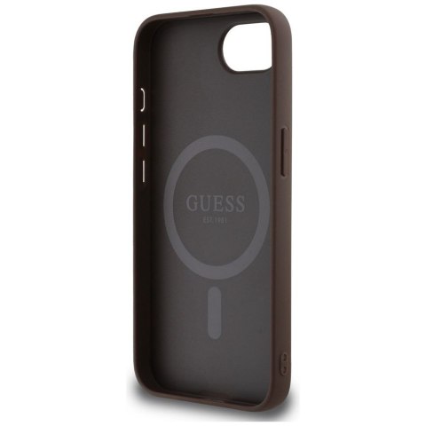 GUESS futerał do IPHONE 16e (SE 4 2025) kompatybilny z MagSafe GUHMPSE4P4TDPW (PU 4G RingTriangle Logo) brązowy