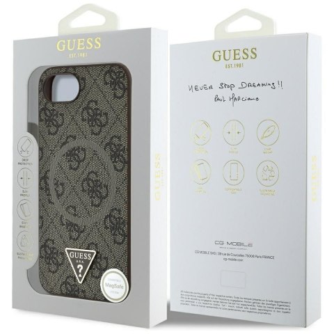 GUESS futerał do IPHONE 16e (SE 4 2025) kompatybilny z MagSafe GUHMPSE4P4TDPW (PU 4G RingTriangle Logo) brązowy