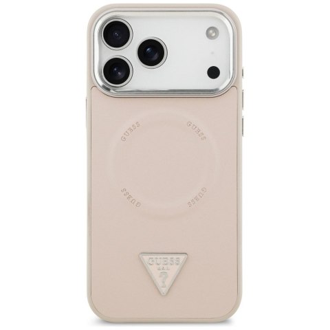 GUESS futerał do IPHONE 17 Pro kompatybilny z MagSafe GUHMP17LPSDTSCMP (PU W/ Triangle Logo) różowy