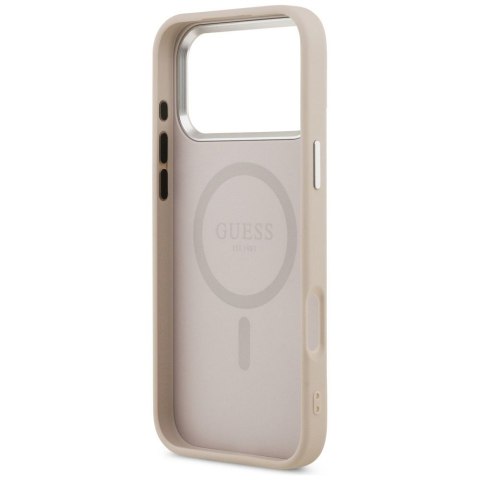 GUESS futerał do IPHONE 17 Pro kompatybilny z MagSafe GUHMP17LPSDTSCMP (PU W/ Triangle Logo) różowy
