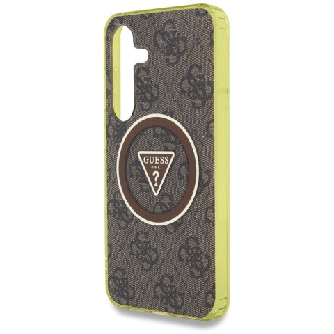 GUESS futerał do SAMSUNG S25 GUHMS25SHG4PRTGW (Magnetic IML Metal Glitter 4G Circle Triangle) brązowy