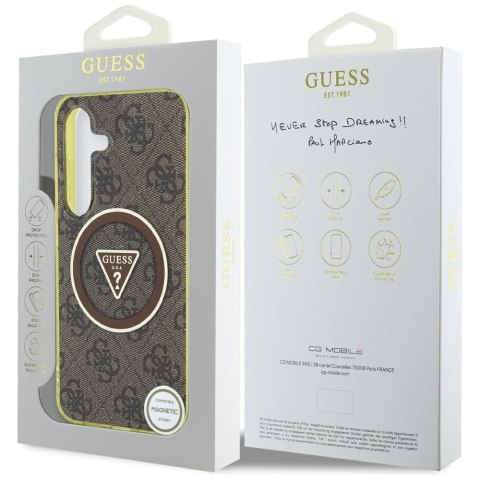 GUESS futerał do SAMSUNG S25 GUHMS25SHG4PRTGW (Magnetic IML Metal Glitter 4G Circle Triangle) brązowy