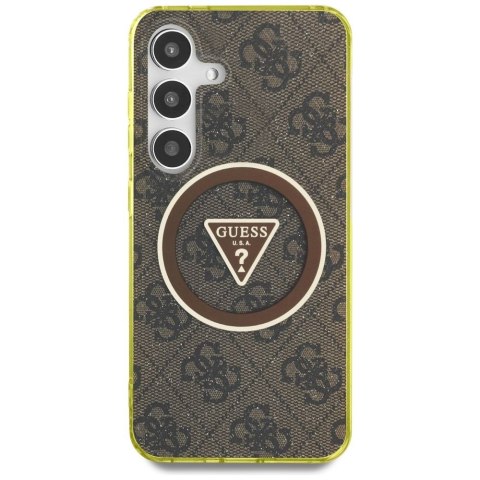 GUESS futerał do SAMSUNG S25 GUHMS25SHG4PRTGW (Magnetic IML Metal Glitter 4G Circle Triangle) brązowy