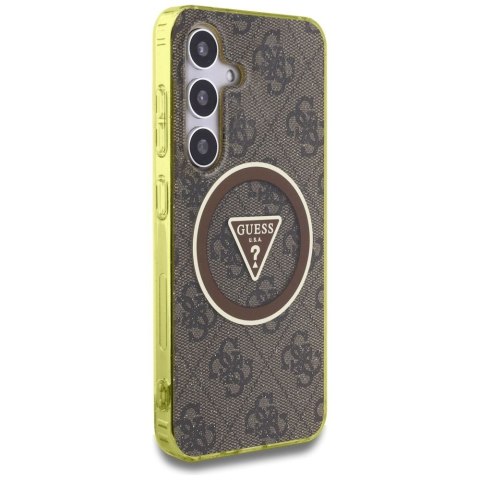 GUESS futerał do SAMSUNG S25 GUHMS25SHG4PRTGW (Magnetic IML Metal Glitter 4G Circle Triangle) brązowy