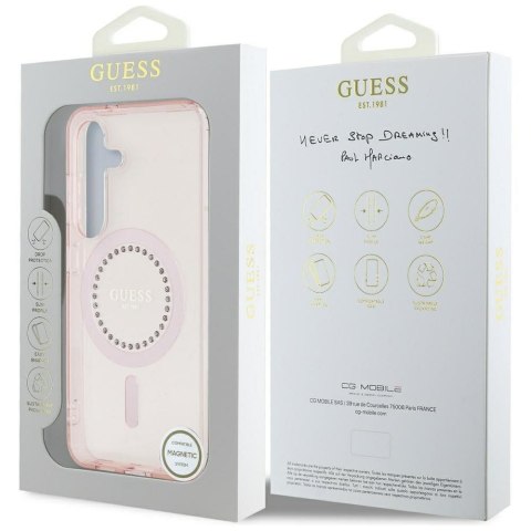 GUESS futerał do SAMSUNG S25 GUHMS25SPFTDTEP (Magnetic IML Rhinestones) różowy