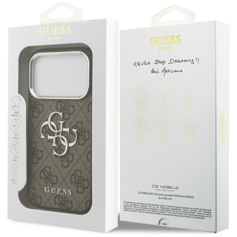 GUESS futerał do IPHONE 17 Pro GUHCP17LP4G4SMCW (4G PU Leather Case with Big 4G and Classic Logo and Silver Metal Camera Frame) 