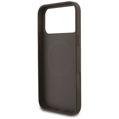 GUESS futerał do IPHONE 17 Pro Max kompatybilny z MagSafe GUHMP17XG4GFRW (PU 4G Ring Classic Logo) brązowy