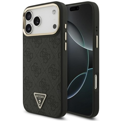 GUESS futerał do IPHONE 17 Pro Max kompatybilny z MagSafe GUHMP17XP4GTDGMK (4G PU W/ Triangle Logo) złoto czarny