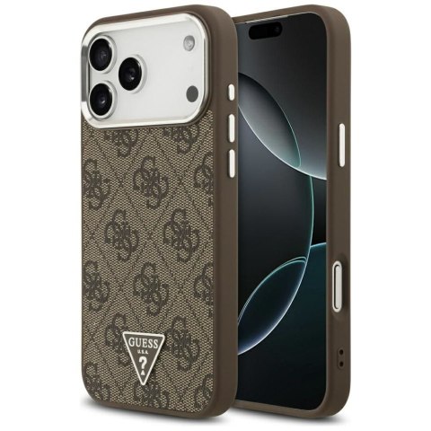 GUESS futerał do IPHONE 17 Pro Max kompatybilny z MagSafe GUHMP17XP4TSRCMW (PU 4G W/Triangle Logo SL) brązowy