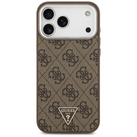 GUESS futerał do IPHONE 17 Pro Max kompatybilny z MagSafe GUHMP17XP4TSRCMW (PU 4G W/Triangle Logo SL) brązowy