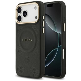 GUESS futerał do IPHONE 17 Pro Max kompatybilny z MagSafe GUHMP17XPSAMSECK (PU W/ Peony Hot Stamp) czarny