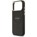 GUESS futerał do IPHONE 17 Pro Max kompatybilny z MagSafe GUHMP17XPSAMSECK (PU W/ Peony Hot Stamp) czarny