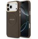 GUESS futerał do IPHONE 17 Pro Max kompatybilny z MagSafe GUHMP17XPSAMSECW (PU W/ Peony Hot Stamp) brązowy