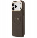 GUESS futerał do IPHONE 17 Pro Max kompatybilny z MagSafe GUHMP17XPSAMSECW (PU W/ Peony Hot Stamp) brązowy