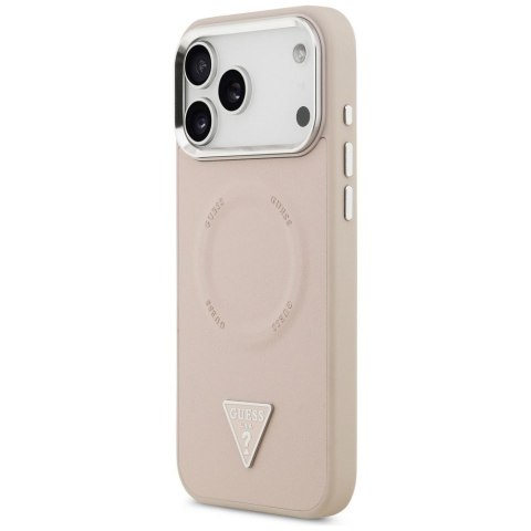 GUESS futerał do IPHONE 17 Pro Max kompatybilny z MagSafe GUHMP17XPSDTSCMP (PU W/ Triangle Logo) różowy