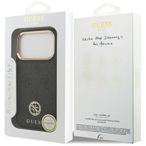 GUESS futerał do IPHONE 17 Pro kompatybilny z MagSafe GUHMP17LP4GRMDEK (PU W/ 4G Strass Logo) czarny