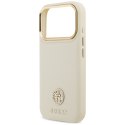 GUESS futerał do IPHONE 17 Pro kompatybilny z MagSafe GUHMP17LPGCRMDEE (PU W/ Grained Strass Logo) beżowy