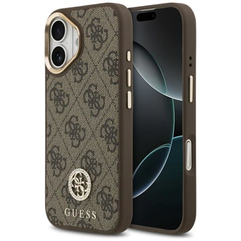 GUESS futerał do IPHONE 17 kompatybilny z MagSafe GUHMP17SP4GRMDEW (PU W/ 4G Strass Logo) brązowy