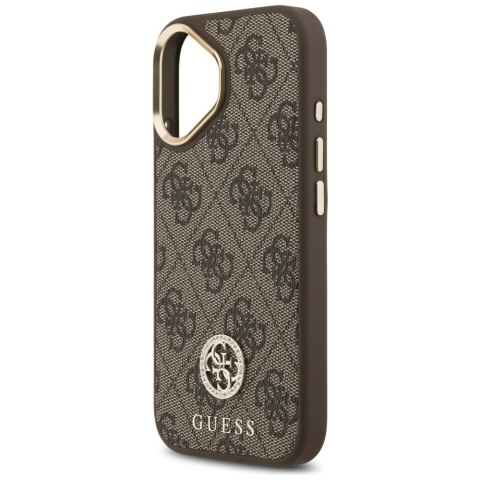 GUESS futerał do IPHONE 17 kompatybilny z MagSafe GUHMP17SP4GRMDEW (PU W/ 4G Strass Logo) brązowy