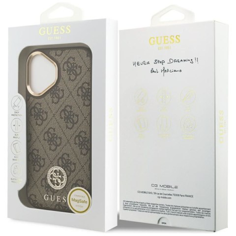 GUESS futerał do IPHONE 17 kompatybilny z MagSafe GUHMP17SP4GRMDEW (PU W/ 4G Strass Logo) brązowy