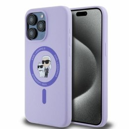 KARL LAGERFELD futerał do IPHONE 15 Pro Max kompatybilny z MagSafe KLHMP15XSCMKCRHU (Silicone KC Body Ring) fioletowy