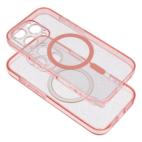 Etui na iPhone 14 Clear Mag Cover - Glitter (Str / Camera Protection) zgodne z MagSafe różowe glitter