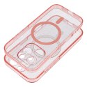 Etui na iPhone 14 Clear Mag Cover - Glitter (Str / Camera Protection) zgodne z MagSafe różowe glitter