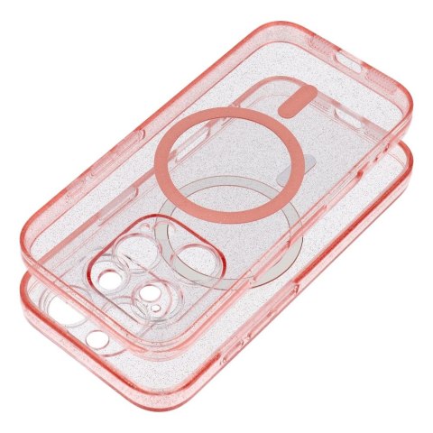 Etui na iPhone 14 Clear Mag Cover - Glitter (Str / Camera Protection) zgodne z MagSafe różowe glitter