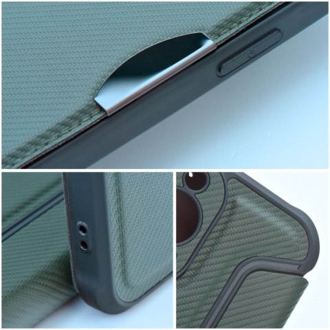 Etui z klapką na iPhone 16 PLUS Razor Book ciemnozielone
