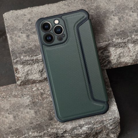 Etui z klapką na iPhone 16 PLUS Razor Book ciemnozielone