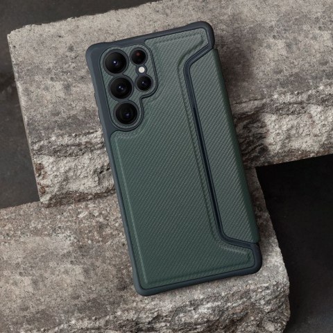 Etui z klapką na Samsung S26 PLUS Razor Book ciemnozielone