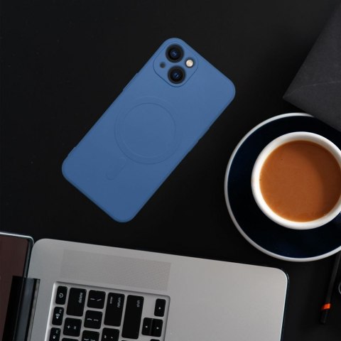 Etui na iPhone 12 MINI Silicone Mag Cover zgodne z MagSafe (camera protection) niebieskie