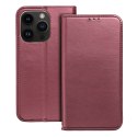 Etui z klapką na iPhone 16 PLUS Smart Magneto burgundowe