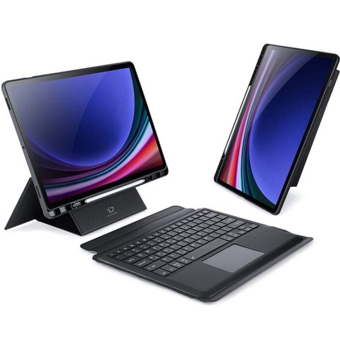 DUX DUCIS etui DK składane z podświetlaną klawiaturą bezprzewodową do SAMSUNG Tab S10 Plus/S9 Plus/S9 FE Plus czarne