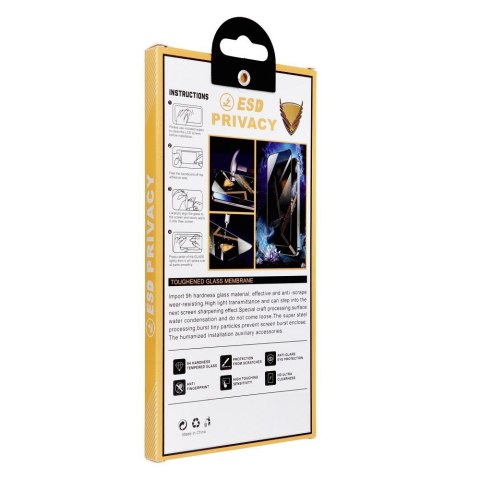 Szkło Hartowane 6D do iPhone 12 PRO MAX OG Premium Privacy Glass czarne