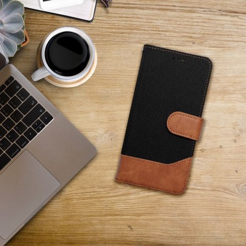 Etui z klapką na iPhone 16 PLUS Jeans Book czarne
