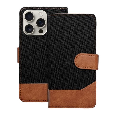 Etui z klapką na iPhone 16 PLUS Jeans Book czarne