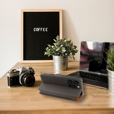 Etui z klapką na iPhone 16 PLUS Folio Side Magnet brązowe