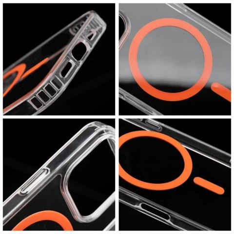 Etui na iPhone 13 Drop Glue Colorful Ring Mag Cover zgodne z MagSafe pomarańczowe