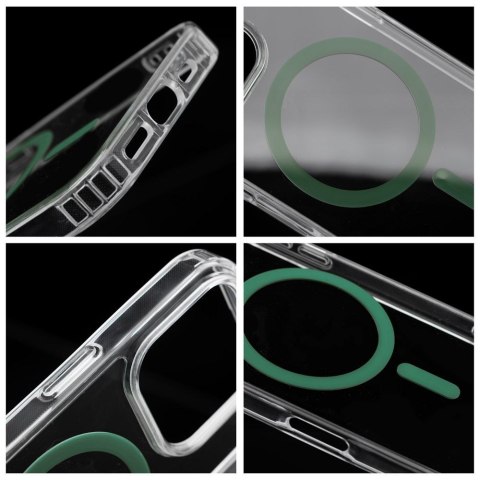 Etui na iPhone 14 Drop Glue Colorful Ring Mag Cover zgodne z MagSafe ciemnozielone
