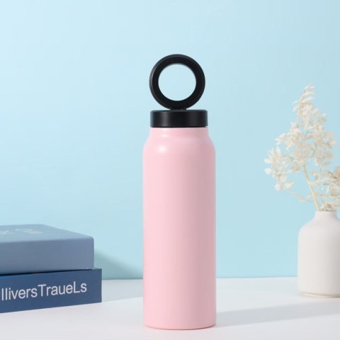 Butelka / bidon na wodę metal z uchwytem kompatybilnym z Magsafe 950ml różowy